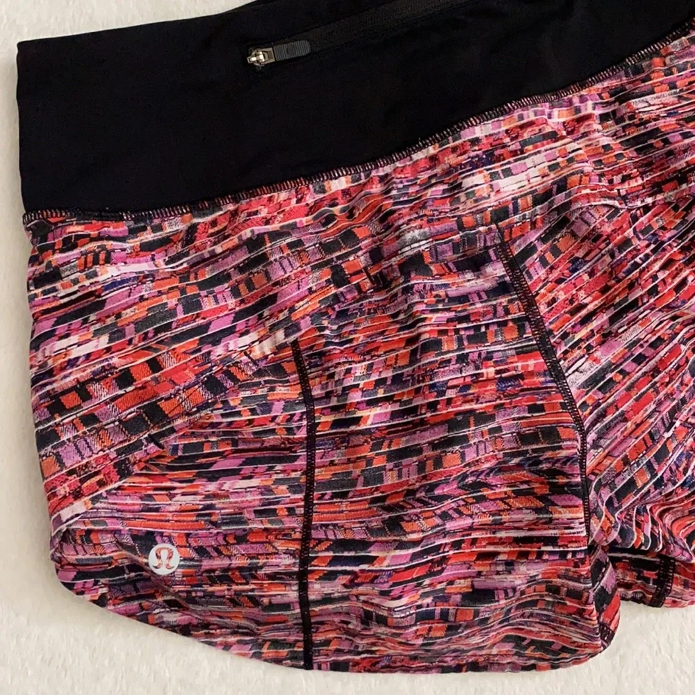 Lululemon | Speed Up Swift Short 4" Flash Pleat Orange Multi/Black W7AVMT 2 Tall - Picture 12 of 16